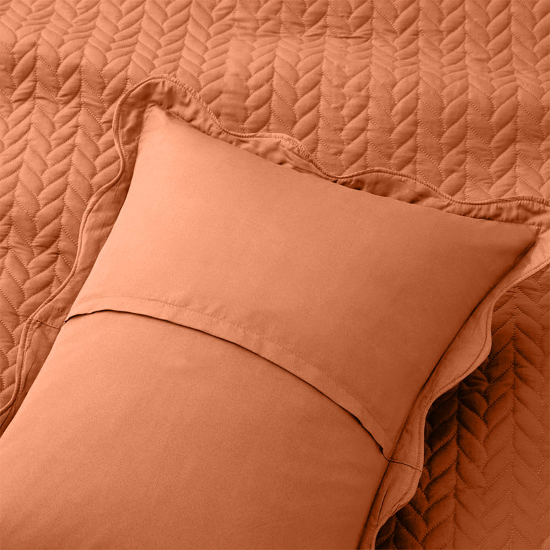 Ensemble de courtepointe moderne en microfibre embossée moderne, Rouille