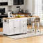 Îlot de cuisine 74,8 po avec table de salle à manger extensible, chariot de rangement de cuisine avec 3 tiroirs, prise de courant, îlot de cuisine sur roulettes avec support à épices et armoire à 2 portes, pour la cuisine-1633046592