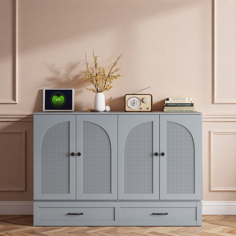 Lit escamotable avec grands tiroirs Murphy, Lit double, Gris