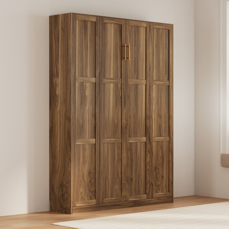 Murphy Bed Queen, 85" Wall Bed Folds To Save Space, Brown