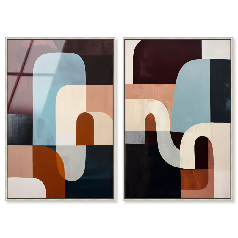 Ensemble d'art mural moderne Bauhaus Blend Duo, par Art Remedy, prêt à accrocher, 30 x 45, H 45 po x l 30 po