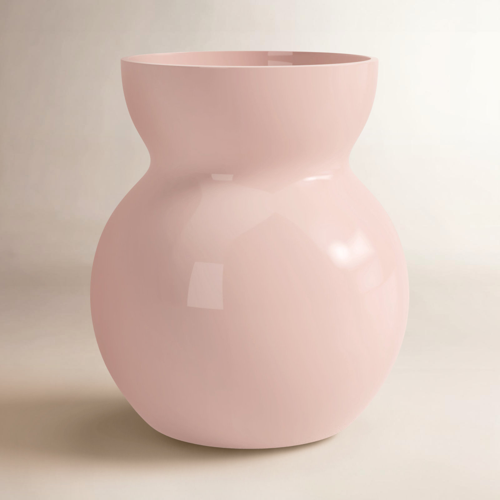 Guliana Handmade Glass Table Vase, Light Pink, 8" H x 6.75" W x 6.75" D