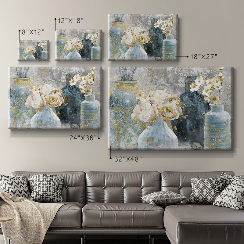 Vessels and Blooms Blues sur toile, H 32 po x l 48 po