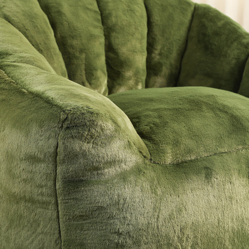 Bean Bag Chair, Green Faux Fur