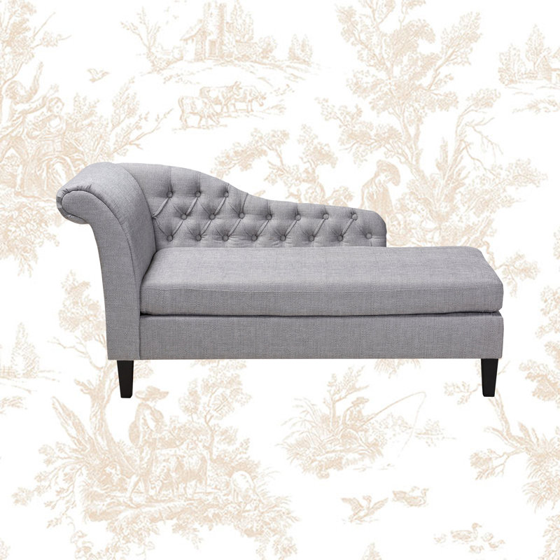 Chaise longue Jacek, Gris, Orienté à gauche (vu de face), Noir, noir, noir, noir
