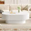 Table basse ovale de style campagnard l 48,4 po avec plateau de table épais de 10,7 po, table de bout cylindrique de style crème moderne, table centrale cannelée minimaliste avec base robuste pour le salon, assemblage facile, blanc-134895237