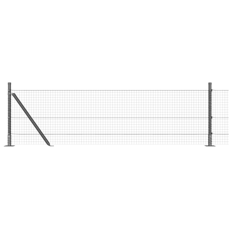 Welded Wire Fence With 7 Flanged Posts Steel, 60cm H x 1000cm W, Grey