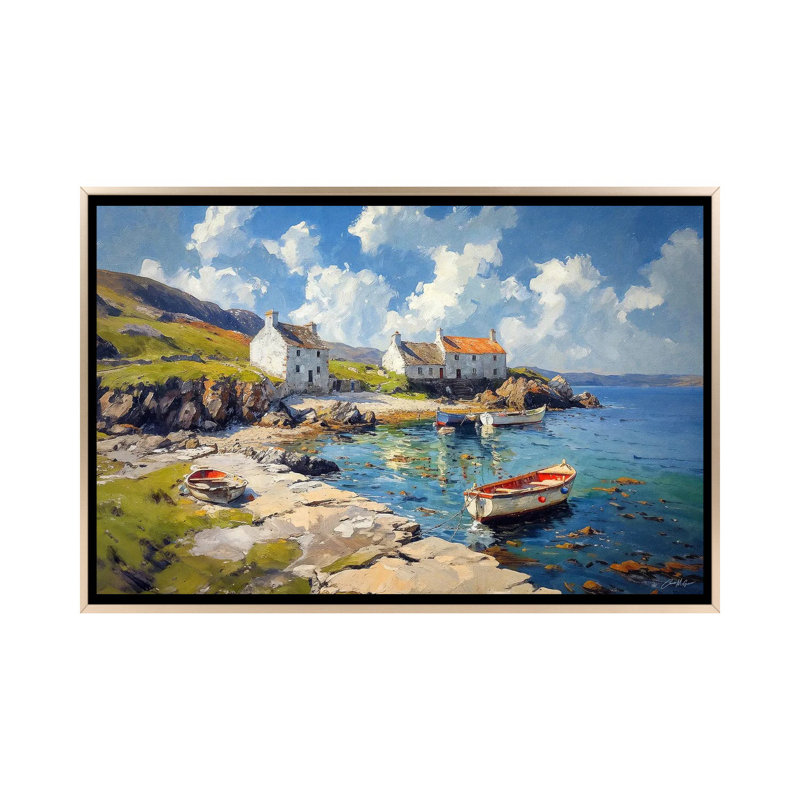 Island Harbor - reproduction d'art murale encadrée, H 40 po x l 60 po, Champagne, Reproduction encadrée sans passe-partout