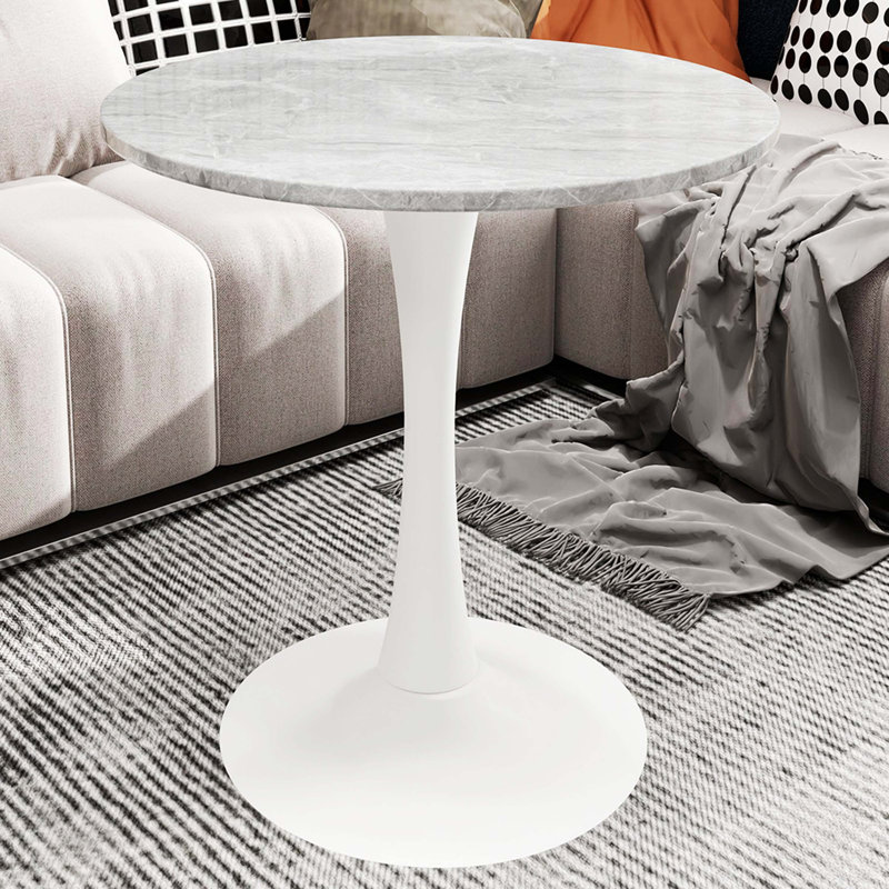 Table de salle à manger 27,6 pouces Mid-Century, Light Grey/White