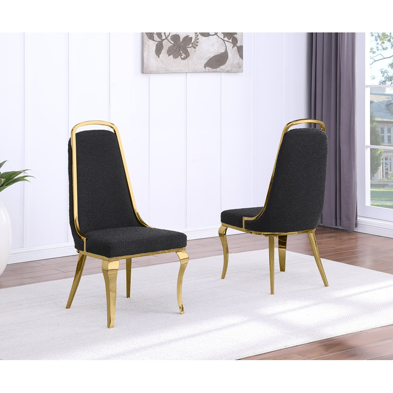 Chaises d'appoint en tissu High Class, Doré, Noir, noir, noir, noir