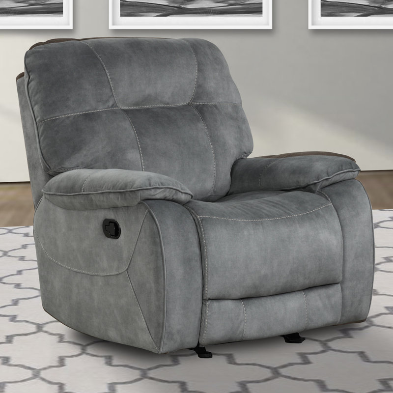 Fauteuil inclinable manuel oscillant de 40 po avec accoudoirs coussinés Karliyah, Gris ombre