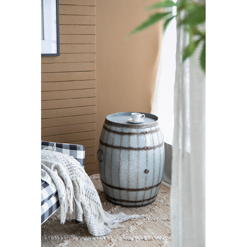 Drum shape patio table with storage, Antique Gray