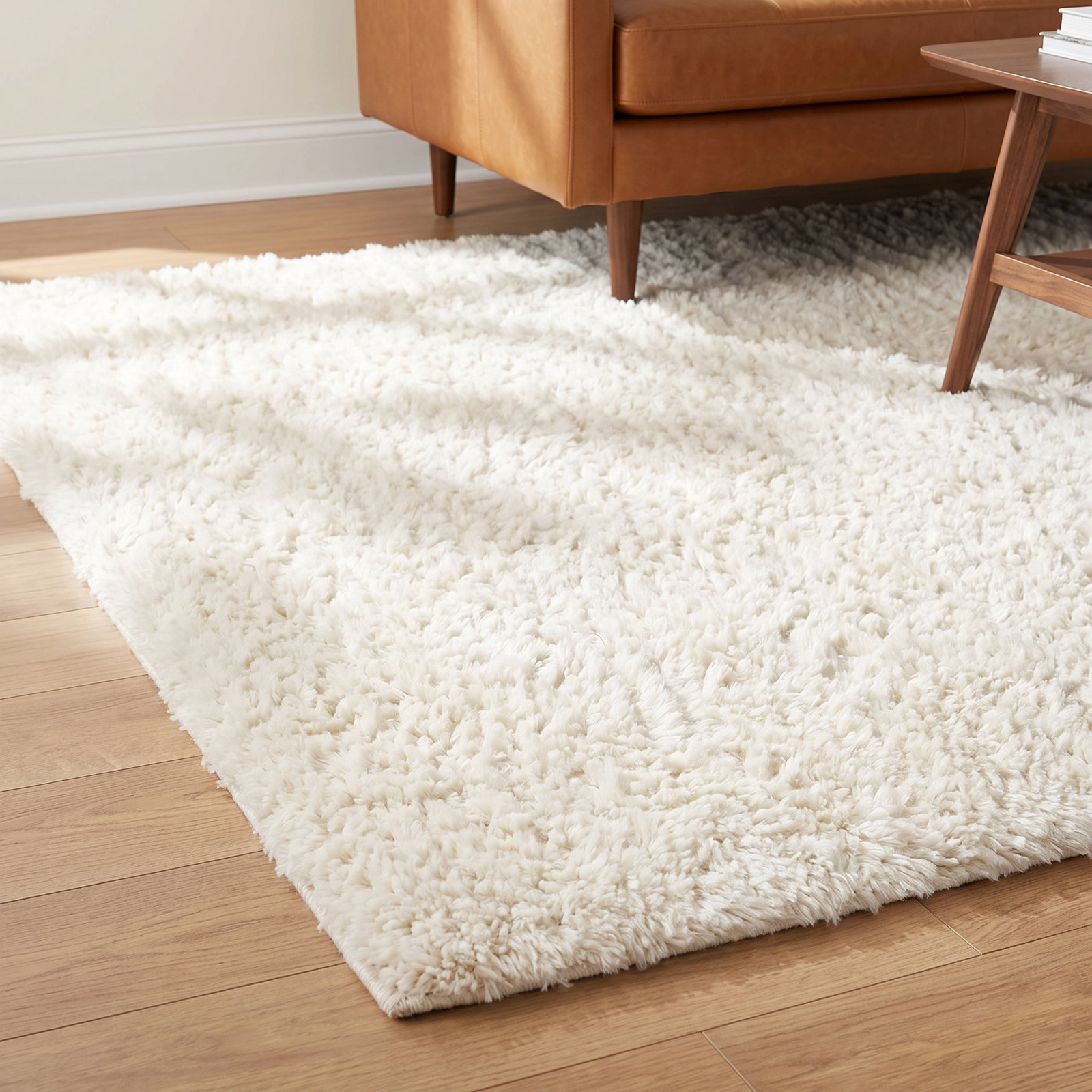 Abriel Ivory Solid Hand-Woven Wool Rug, Rectangle 8' x 10'