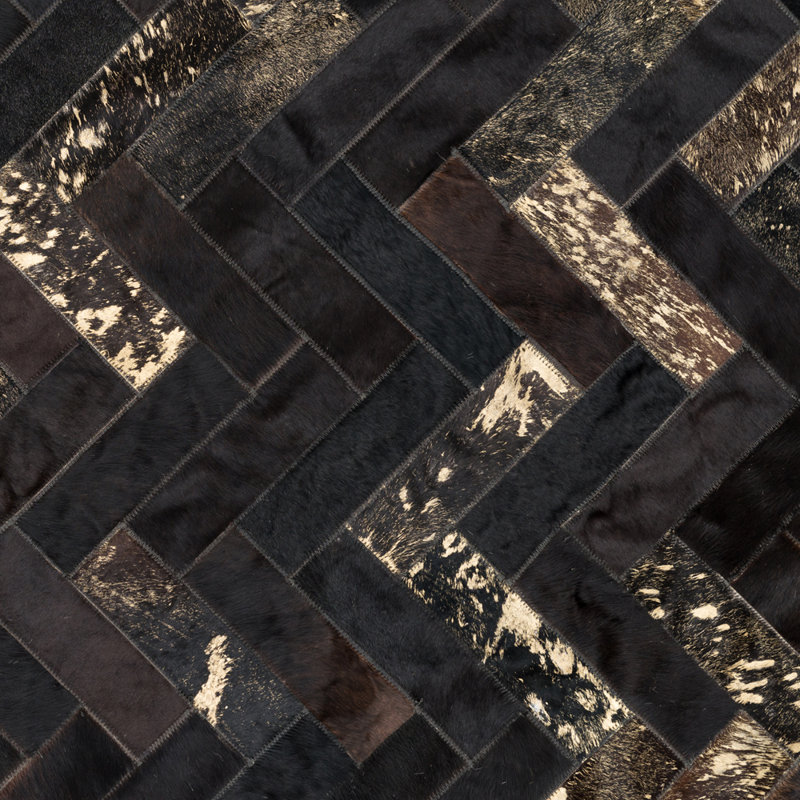 Estrella Cowhide Geometric Area Rug, Rectangle 5'3" x 6'7"
