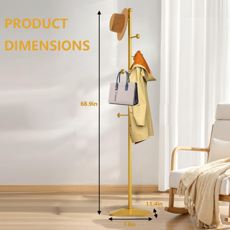 Coat Rack Freestanding, Gold