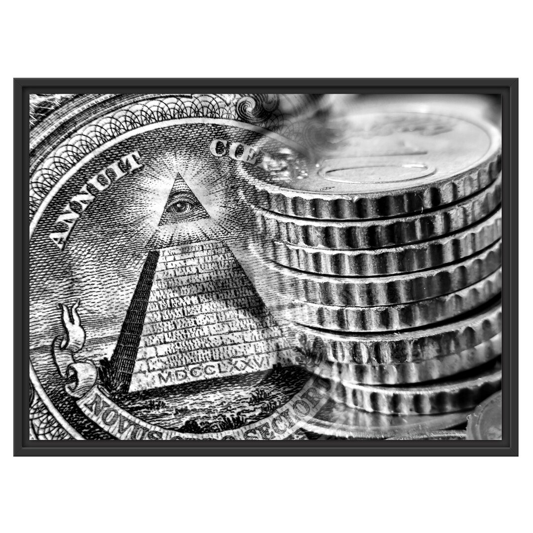 Gerahmtes Wandbild Illuminati Pyramide, Schwarz und