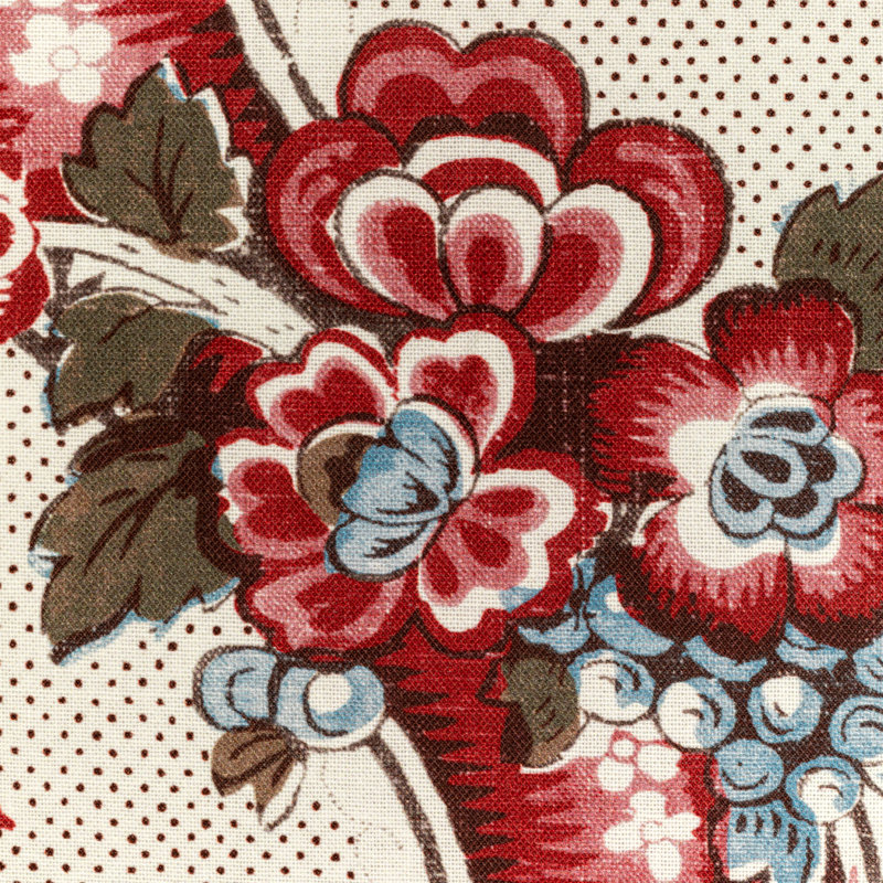 Benday Print Fabric, Red/Blue