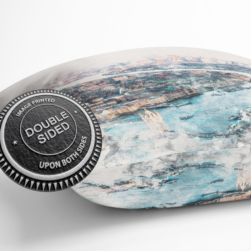River Thames & London Skyline Cushion with Filling, 55cm H x 55cm W x 20cm D