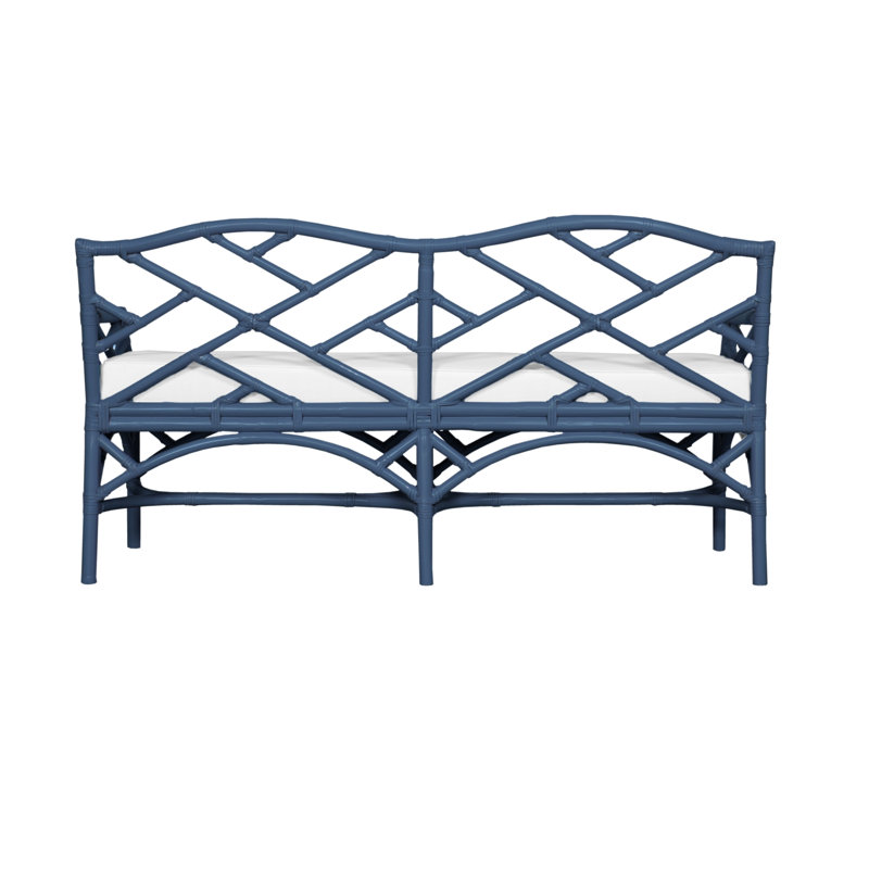 Chippendale Upholstered Bench, Navy