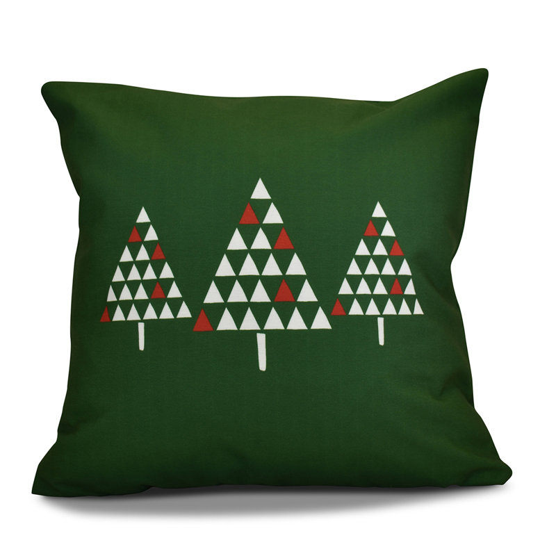 Housse de coussin carré et insert Jump for Joy Christmas Trees, 16 po x 16 po, Vert