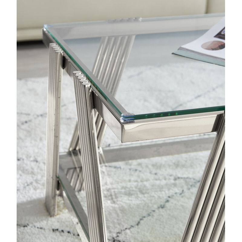 Table basse Allyse, Transparent, Argent