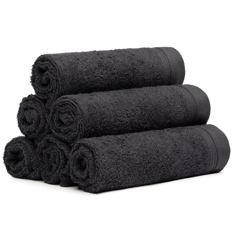 Alexandra 100% Cotton Washcloth Towel, Black