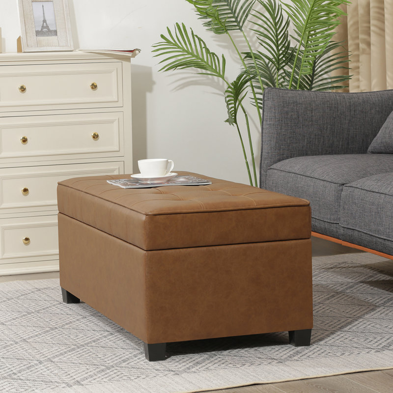 Banc de rangement avec repose-pieds 40 po, Brun