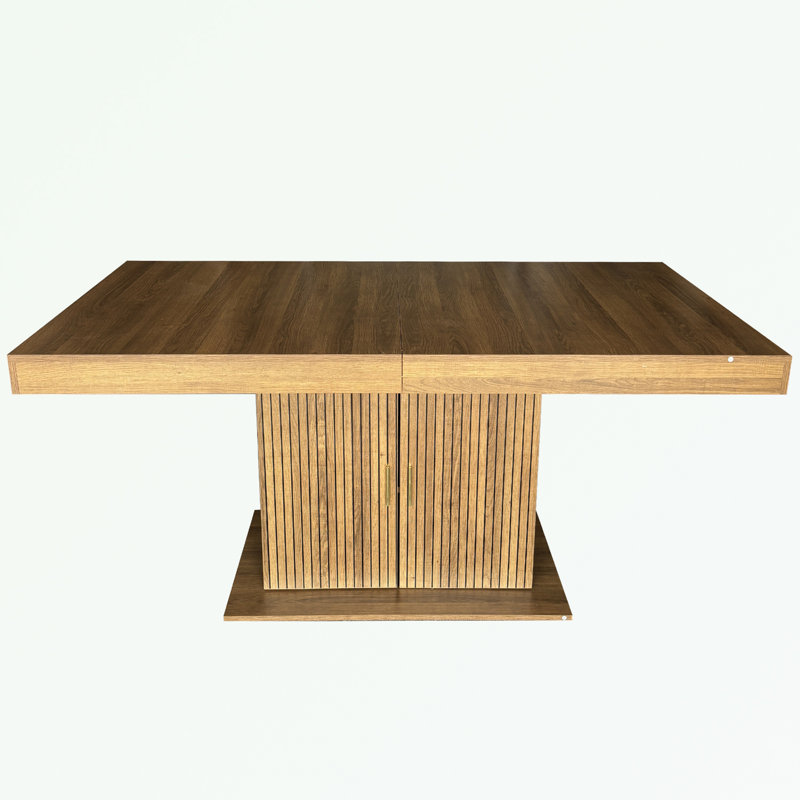 Expandable dining table with storage cabinet