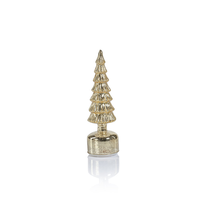 Merrigan Rotating LED Holiday Tabletop Tree, Antique Gold, 11.75" H x 3.5" W x 3.5" D