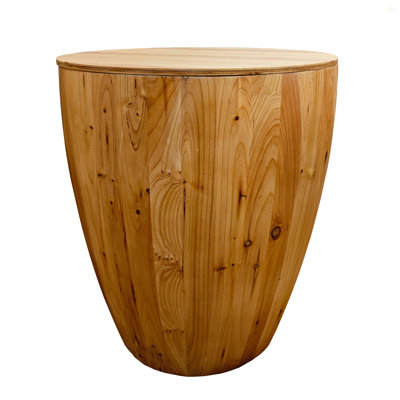 Vintage Barrel Shaped Coffee Table with Storage, Durable Fir Wood and MDF Construction, No Assembly Required