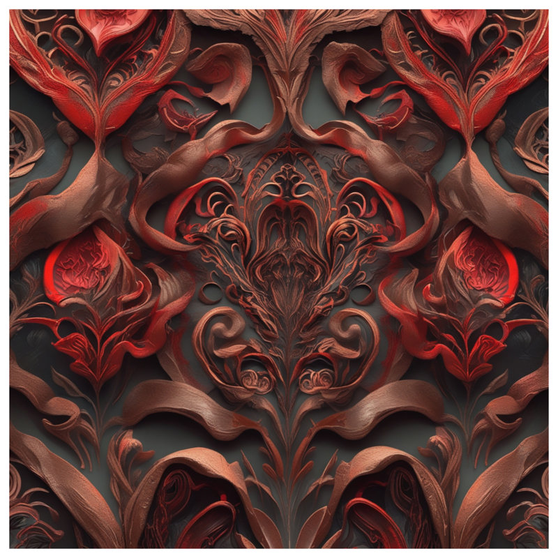 Housses de couette à motif floral rouge complexe, Grand lit