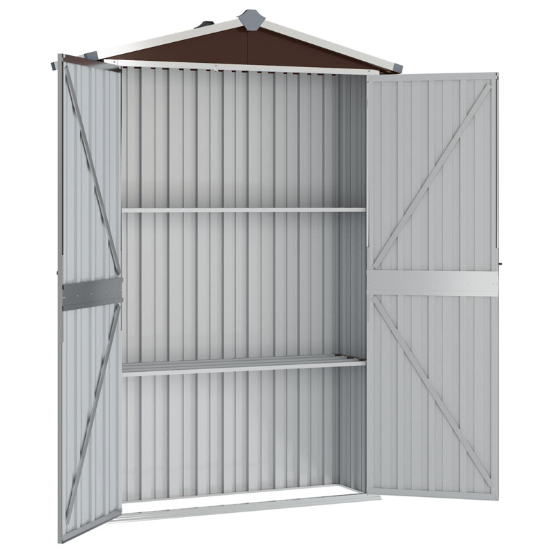 vidaXL Garden Shed Brown 45.7"x17.7"x68.9" Galvanized Steel, Brown