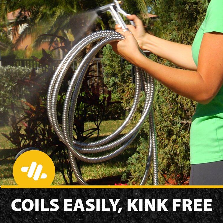 304 Stainless Steel Metal Garden Hose - Heavy Duty Water Hose for RV,  Outdoor, Yard, Lightweight - Flexible & Never Kink-25FT : :  Everything Else