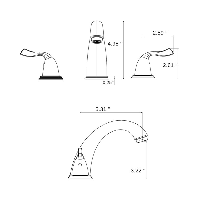 8-Inch 3 Holes 2 Handles Bathroom Sink Faucet