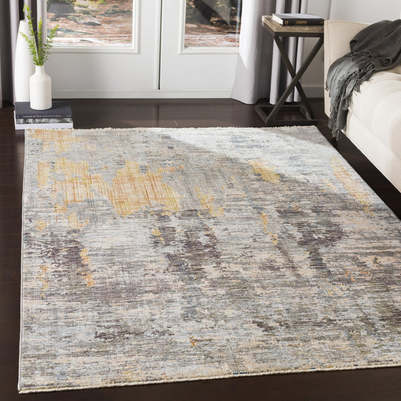 Tapis gris tissé à la machine Mckeel, Rectangle 11 pi 6 po x 15 pi 6 po