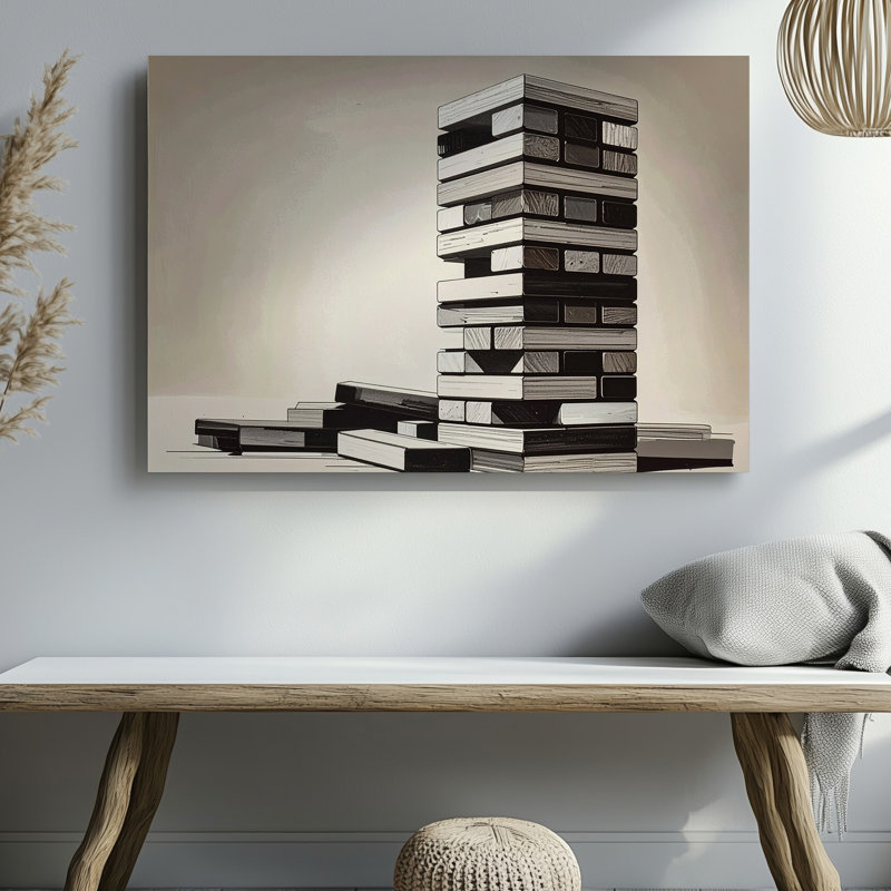 Toile tendue à la main Jenga Tower, H 30 po x l 40 po