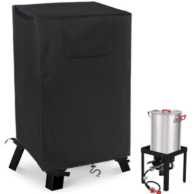 Housse pour friteuse à dinde noire l 26 po x P 25 po x H 34 po | Housse pour barbecue d'extérieur 400V imperméable avec évents et poignées