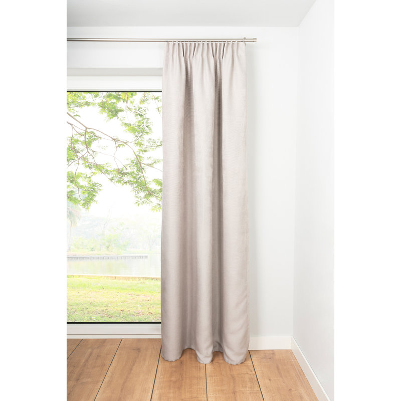 Habito Rillball Tab Top Room Darkening Single Door Curtain, 245cm W x 135cm D, Sand
