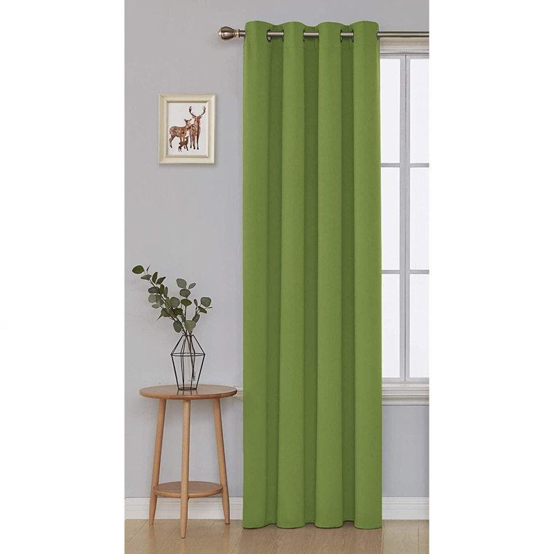 Biannca Blackout Curtain Single Panel, 140 W x 245 D cm, Green