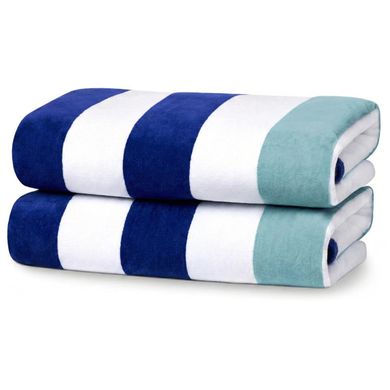 Ainoriitta Oversized Luxurious Velour Tonal | 100% Cotton Beach Towels, Large, Soft and Absorbent, Light Blue/White/Dark Blue
