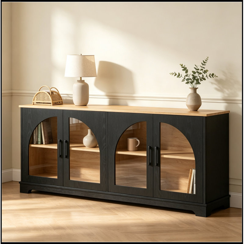 Millner avec portes en verre semi-arquées, Noir
