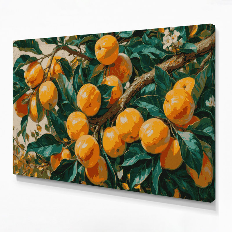 «Fruit Loquat», art mural sur toile vert, H 16 po x l 20 po