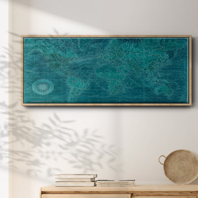 Carte du monde azur - toile encadrée