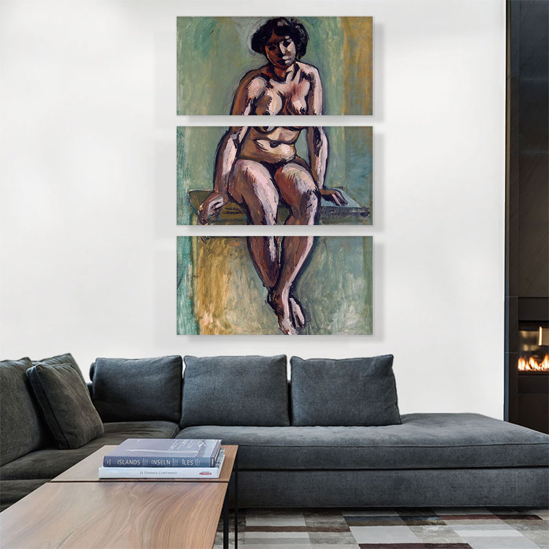 «Seating Woman 1908» par Henri Matisse, ensemble de 3 reproductions d'art sur toiles tendues, H 60 po x l 40po x P 1,5 po