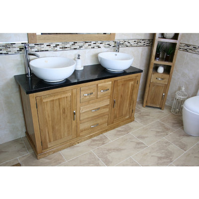 Shayna 1430mm Double Bathroom Vanity with Vessel Ceramic Basin