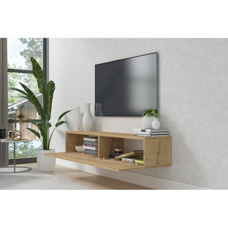 Meuble télé flottant de 53 po Housley, Chêne naturel