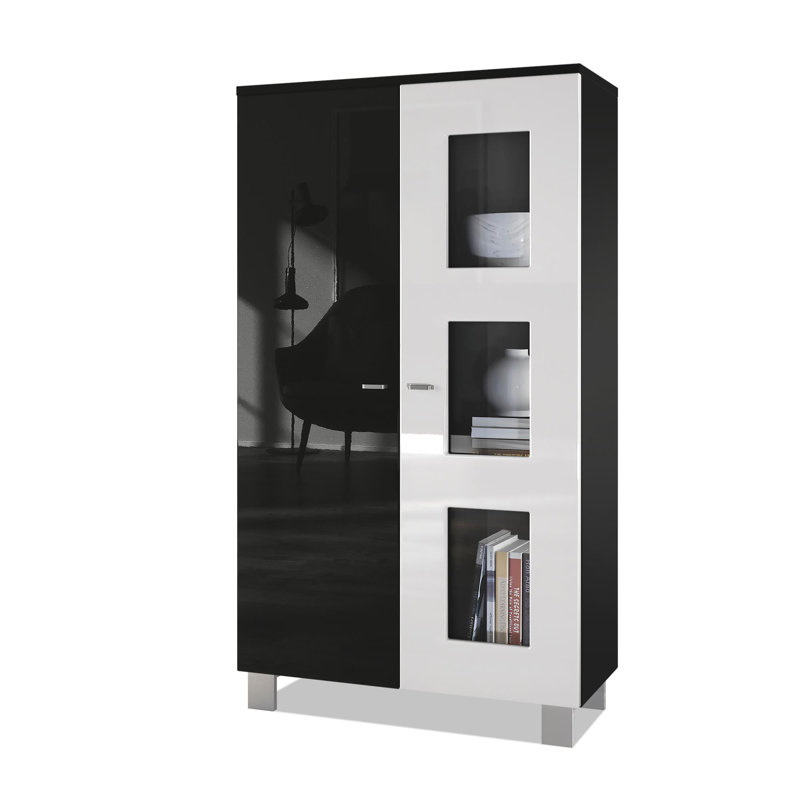 Mccombs Curio Cabinet, Without, White/Black