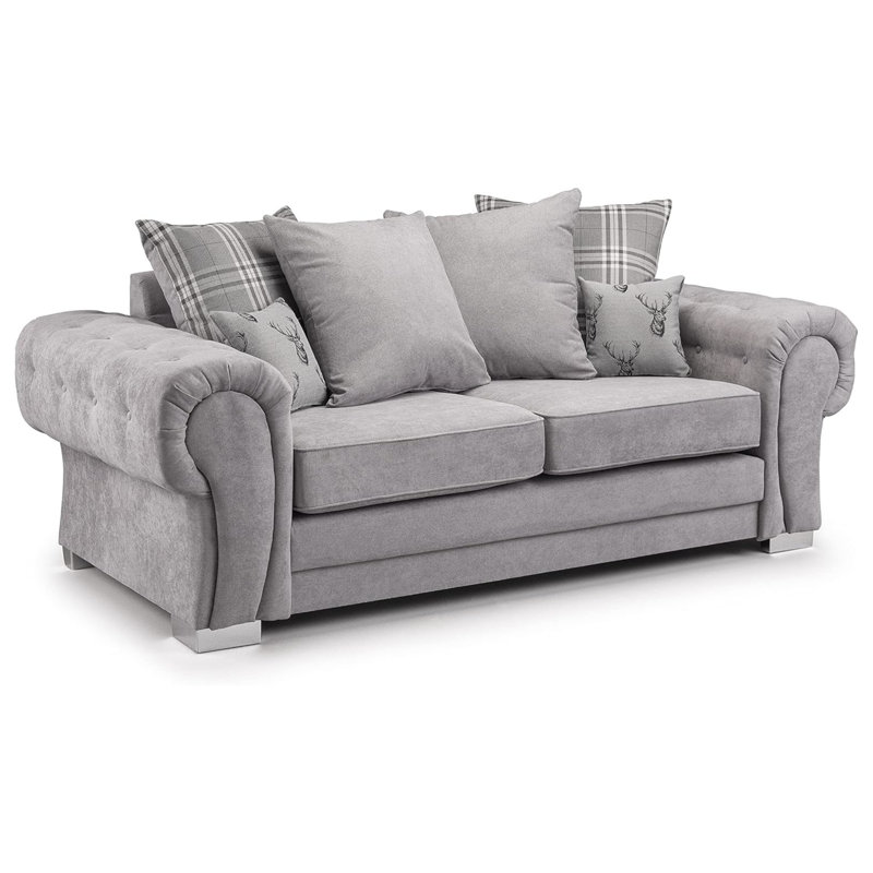 3 Seater Sofa, Grey, 80cm H x 190cm W x 90cm D