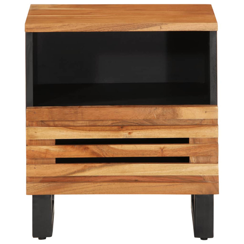 40cm W Steel Bedside Table, Wood