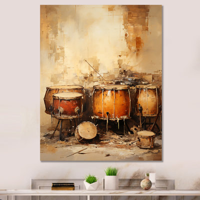 Brown Music Drums Rhythm Revelry IV - Music Wall Art